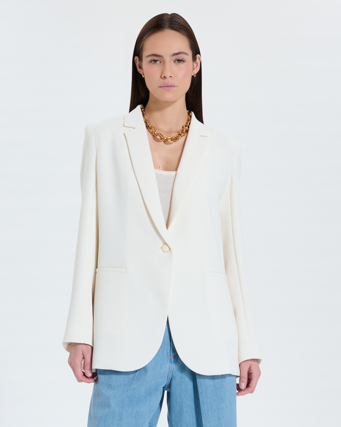Veste Tailleur Brodée Daxon – Ivoire – Taille XL (FR50) – Vintage
