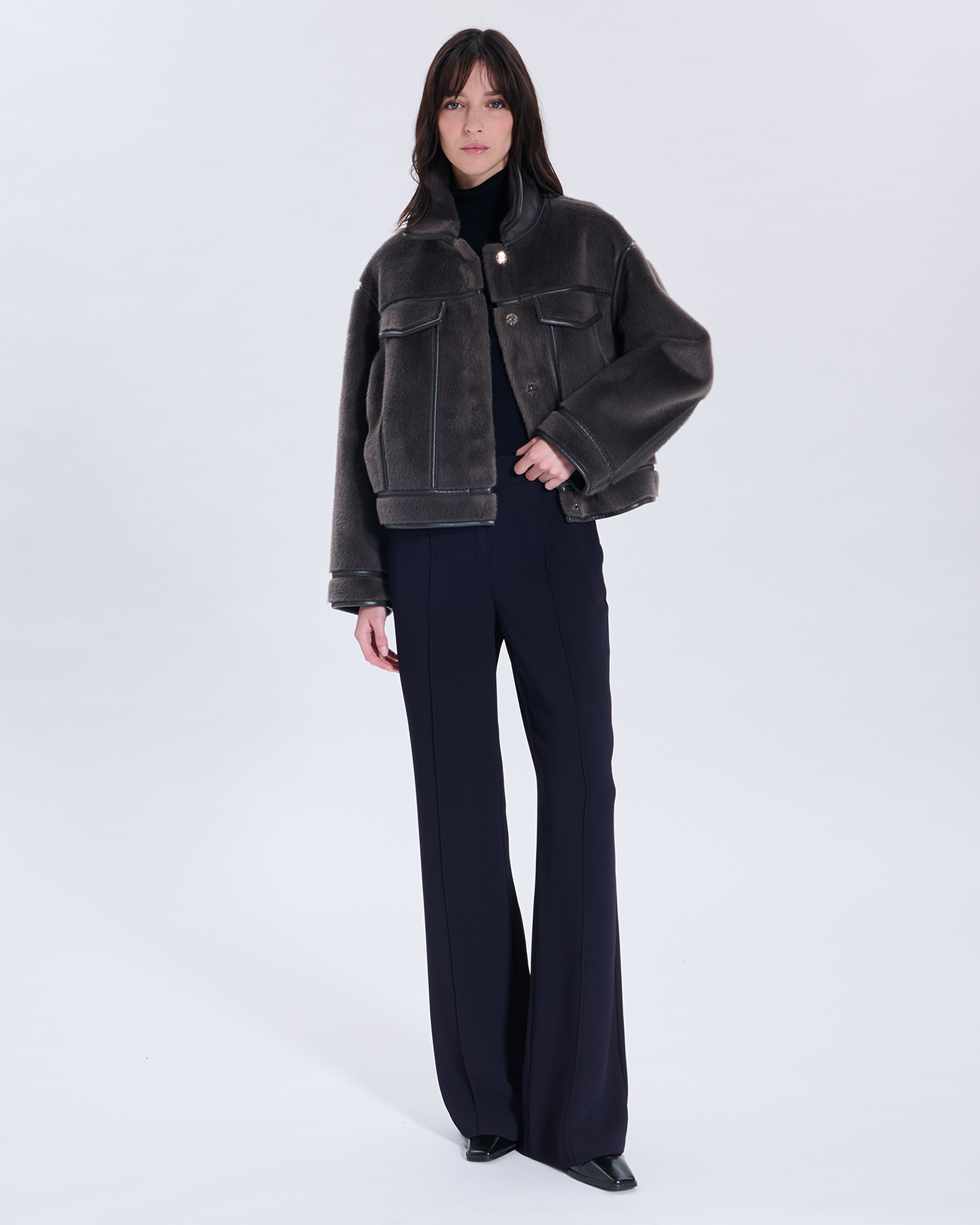 Monge jacket Short khaki faux fur jacket | ZAPA