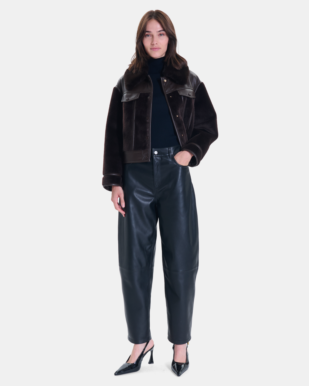 Monge jacket Short khaki faux fur jacket | ZAPA